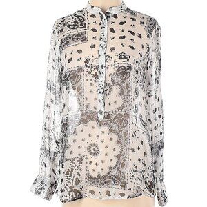 ♡ Dakota Collective Sheer Paisley Henley Blouse